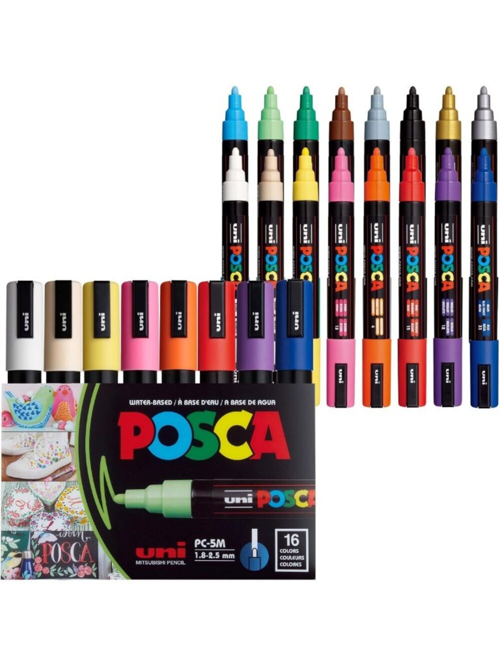 Water-Based Acrylic Paint Markers, Medium Tip, 16 Count Set for Art & Craft